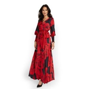 Red and black maxi dress